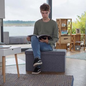 Produktbild für Sitztruhe Relaxdays dunkelgrau, 76 x 38 x 38cm