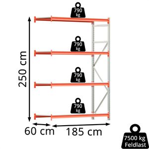 Produktbild für Anbauregal Regalwerk EMMA, 4 Metallböden