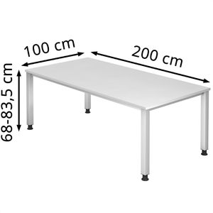 Produktbild für Schreibtisch Hammerbacher Q-Serie, weiß / silber