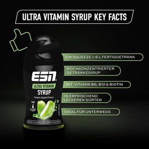 Produktbild für Sirup ESN Ultra Vitamin Syrup Green Apple Flavor, zuckerfrei
