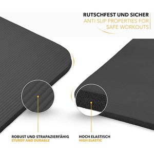 Produktbild für Yogamatte Tresko mit Tragegurt, schwarz, 1,5 cm stark