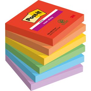 Post-it Haftnotizen Recycling, pastell Rainbow, 76 x 76 mm, 16 x 100 Blatt  