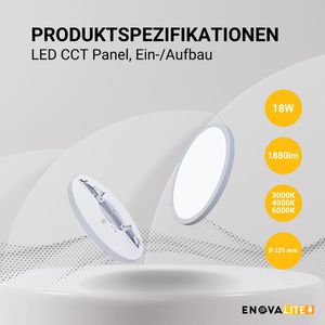 Produktbild für LED-Panel Enovalite ELED300211, weiß, Ø 23 cm