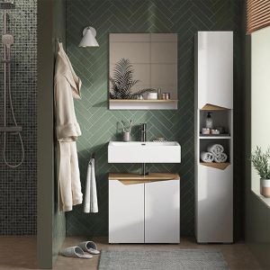 Produktbild für Badschrank Vicco Marelle, mit 4 Füßen, weiß / artisan eiche