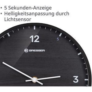 Produktbild für Wanduhr Bresser MyTime LEDsec, Kunststoff, analog, Funkuhr