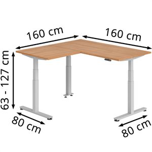 Produktbild für Schreibtisch Hammerbacher XDSMW, nussbaum / silber