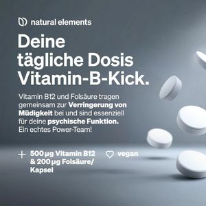 Produktbild für Vitamin-B natural-elements mit Folat, 180 Tabletten