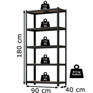 Produktbild für Schwerlastregal Monzana 109547, 5 Holzböden