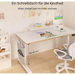 Produktbild für Kinderschreibtisch FlexiSpot SD1W, aus Holz / Metall, weiß