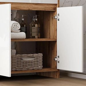 Produktbild für Waschtisch Vicco Lemgo, stehend, goldkraft eiche / weiß
