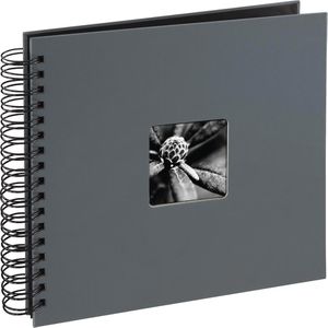 Hama Fotoalbum Fine Art 94879, Spiralalbum, 28 x 24cm, 50 schwarze Seiten für 100 Fotos, grau