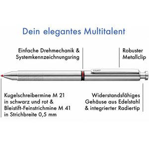 Produktbild für Multifunktionsstift Lamy cp1 tri pen brushed, 3-in-1, silber