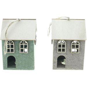 Produktbild für Weihnachtsdeko Frank-Flechtwaren LED-Hänger Haus, 2 Stück