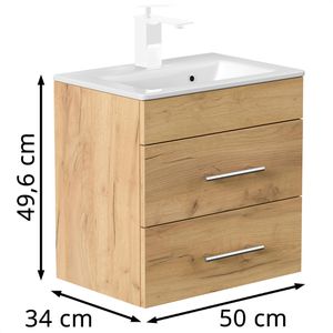 Produktbild für Waschtisch Posseik Portus 500 SlimLine, hängend, eiche gold