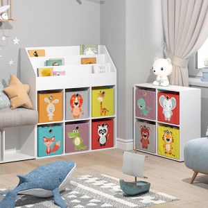 Produktbild für Bücherregal Vicco Luigi, weiß, mit 6 Faltboxen