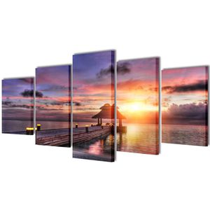 Produktbild für Wandbild vidaXL Strand mit Pavillon