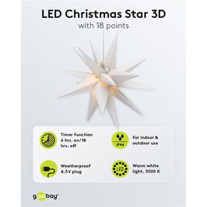 Produktbild für Weihnachtsstern Goobay 64789, weiß, innen + außen