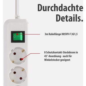 Produktbild für Steckdosenleiste Brennenstuhl Eco-Line, 3m Kabel