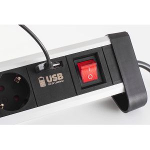 Produktbild für Tischsteckdose S-Conn 60317, mit 1,5 m Schuko Kabel