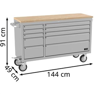 Produktbild für Werkbank Güde GW 10 INOX, silber, mit Rollen