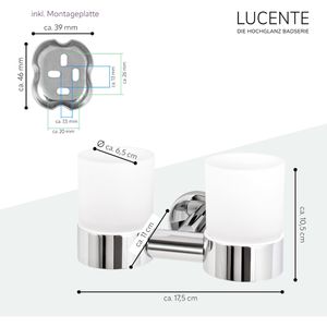 Produktbild für Zahnputzbecher Bremermann LUCENTE Doppel, aus satiniertem Glas
