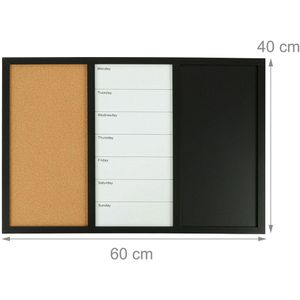 Produktbild für Kombitafel Relaxdays 3 in 1, weiß / braun / schwarz