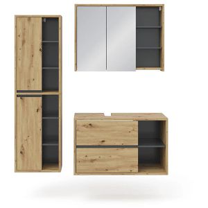 Badmöbel-Set Vicco Viola, artisan eiche, 3-teilig