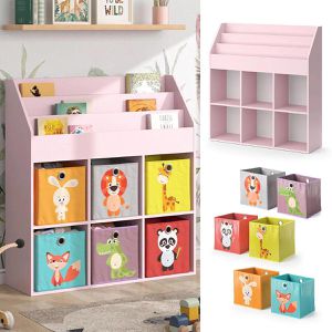 Produktbild für Bücherregal Vicco Luigi, rosa, mit 6 Faltboxen