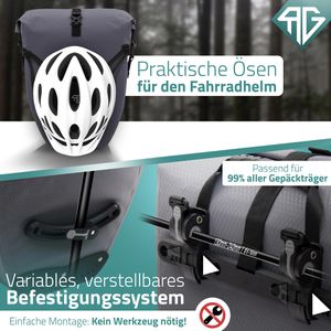 Produktbild für Gepäckträgertasche Radgeist RG-PB-GR-SET-06, grau, 56 Liter