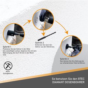 Produktbild für Bohrkrone BTEC Diamant Dosensenker, SDS+