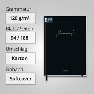 Produktbild für Notizbuch paper&amp;you Journal Black Edition, Karton Softcover