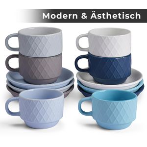 Produktbild für Espressotassen Miamio Palmanova Ocean, blau / grau / weiß