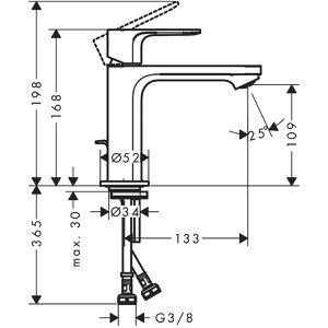 Produktbild für Waschtischarmatur hansgrohe Rebris S 110, 72519670, schwarz