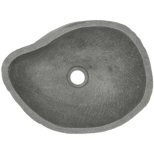 Waschbecken vidaXL Flussstein, aus Naturstein,grau