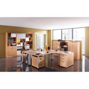 Produktbild für Schreibtisch Hammerbacher H-Serie, buche / silber