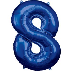 Amscan Luftballons 9907290, Riesenzahl 8, blau, Folienballon, 57 x 86 cm