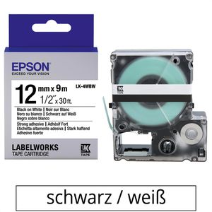 Produktbild für Schriftband Epson LK-4WBW, 12mm