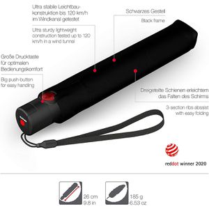 Produktbild für Regenschirm Knirps U.200 Ultra Duomatic, black, sturmfest