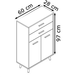 Produktbild für Highboard VCM Lindas 918178, weiß / anthrazit, aus Holz