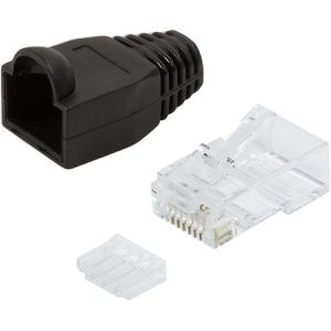 Modularstecker LogiLink MP0024, schwarze Tülle, Cat.6, RJ45