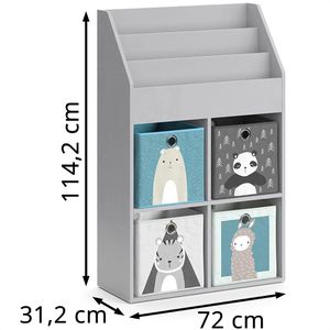 Produktbild für Bücherregal Vicco Luigi, grau, mit 4 Faltboxen