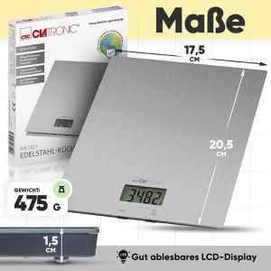 Produktbild für Küchenwaage Clatronic KW 3821, mit Tara-Funktion, Teilung 1 g