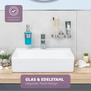 Produktbild für Zahnputzbecher Bremermann PIAZZA Doppel, aus satiniertem Glas