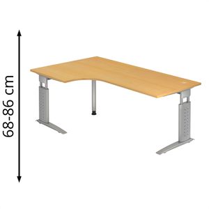 Produktbild für Schreibtisch Hammerbacher U-Serie, buche / silber