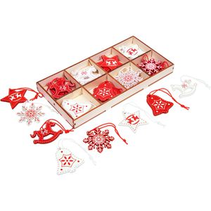 Produktbild für Weihnachtsbaumschmuck BRUBAKER 8028, rot/weiß, 3-4 cm