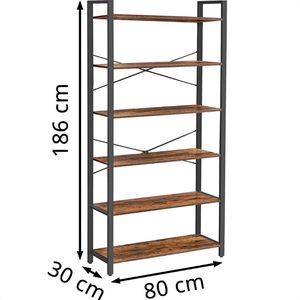 Produktbild für Bücherregal Vasagle LLS082B01, schwarz / vintage braun