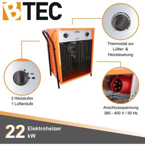 Produktbild für Heizlüfter BTEC 121260, mit 3 Stufen bis 22000 Watt