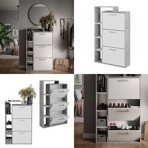 Produktbild für Schuhschrank Vicco Orlando, beton grau / weiß