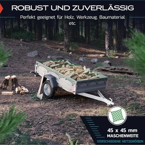 TRIBURG Anhängernetz 1,5 x 2,2m, Set mit Haken, mit Spanngummi,  Eckmarkierungen, grün – Böttcher AG