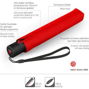 Produktbild für Regenschirm Knirps U.200 Ultra Duomatic, red, sturmfest